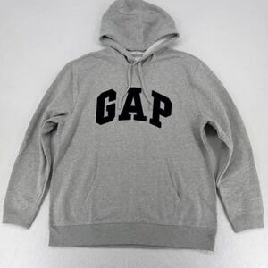 GAP Logo Hoodie Sweatshirt Gray Pullover Fleece XL NWT